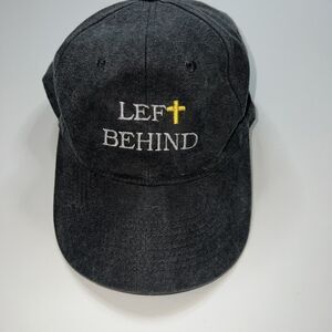 VTG 90s Headshot Embordered Left Behind Gray Ball Cap Jenkins LaHaye Dad Hat
